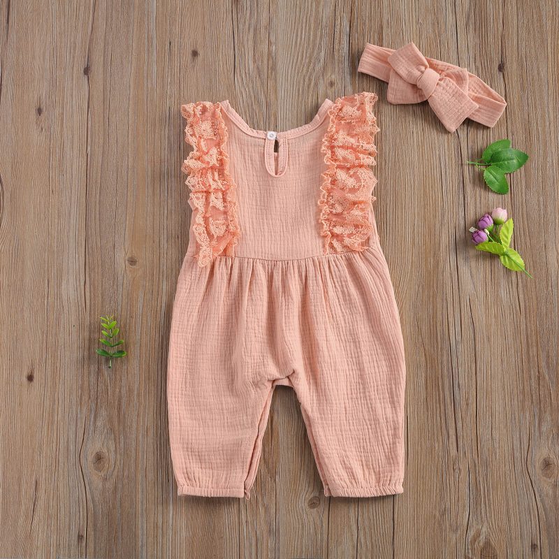 Newborn Infant Baby Girls Clothes Sleeveless Lace Romper 2023 Spring Summer Outfits - Image 2