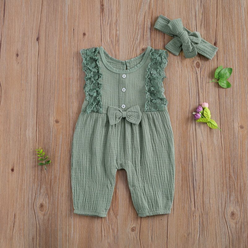 Newborn Infant Baby Girls Clothes Sleeveless Lace Romper 2023 Spring Summer Outfits - Image 4