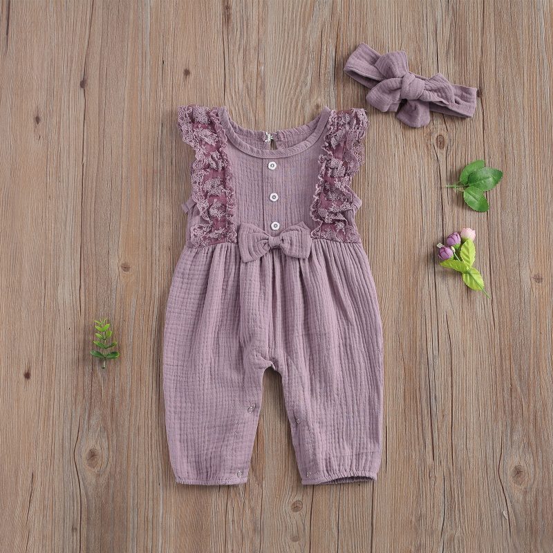 Newborn Infant Baby Girls Clothes Sleeveless Lace Romper 2023 Spring Summer Outfits - Image 5