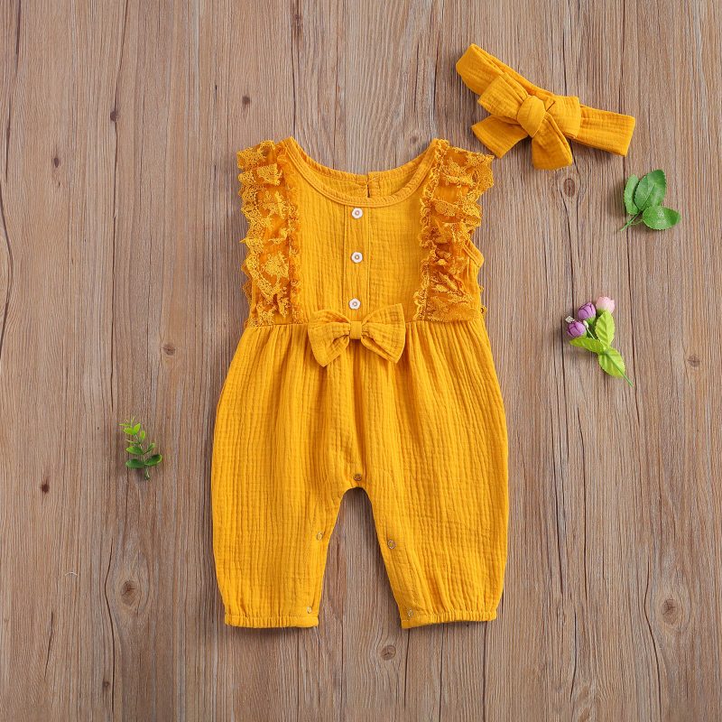 Newborn Infant Baby Girls Clothes Sleeveless Lace Romper 2023 Spring Summer Outfits - Image 6