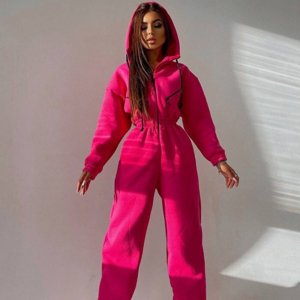 Fleece Sport Jumpsuit Women Playsuit Sportswear Female - Image 3