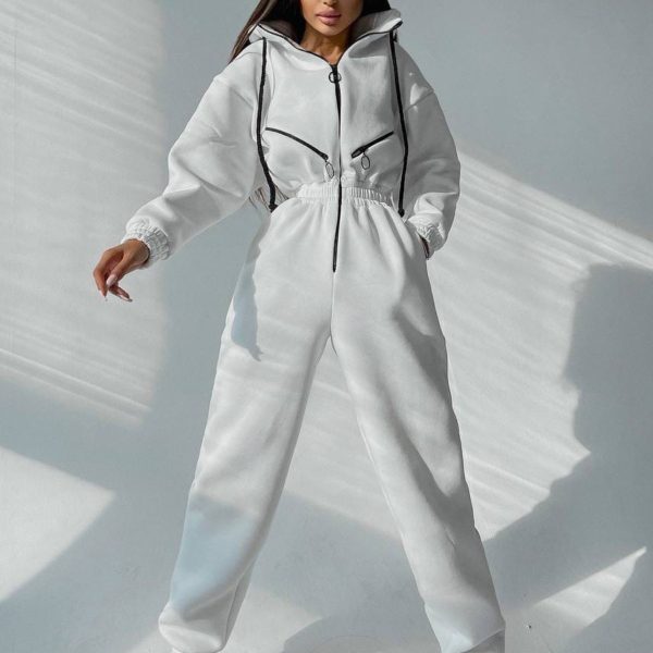 Fleece Sport Jumpsuit Women Playsuit Sportswear Female - Image 5