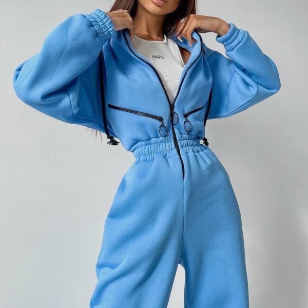 Fleece Sport Jumpsuit Women Playsuit Sportswear Female - Image 6