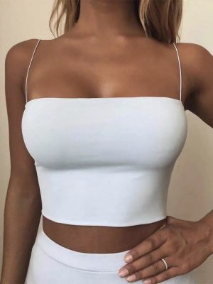 Women’s Crop Top Sexy Elastic Cotton Sleeveless 2023 Spring Summer Outfits