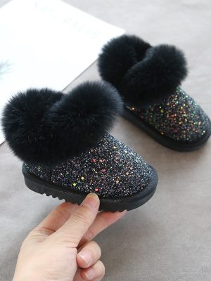 Kids Snow Little Bling Sequins Warm Boots Infant Plush Toddler