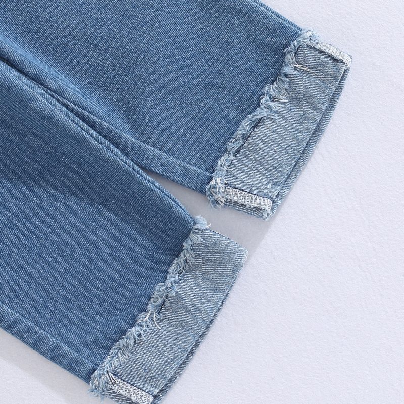 Kid Children Pink Sleeveless Feather Camisole + Denim Pants with Pockets - Image 6