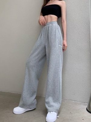 Gray Sweatpants Joggers Women Korean Style High Waist Tracksuit Casual Loose Pants Black Jogging Sports Trousers