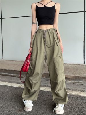 Hip Hop Retro Green Cargo Pants Women