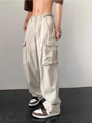 Vintage Baggy Cargo Pants Women Japan Style Harajuku Hippie Streetwear Black Trousers