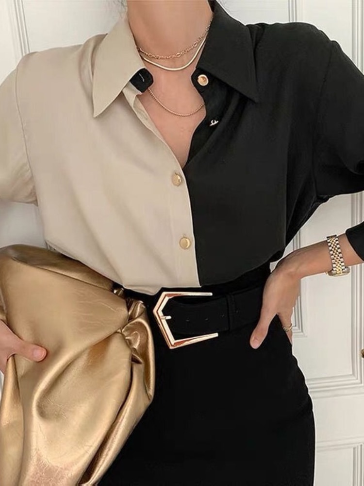 Vintage Shirt Women Elegant Office Ladies Blouses Korean Style Long Sleeve Oversize - Image 4