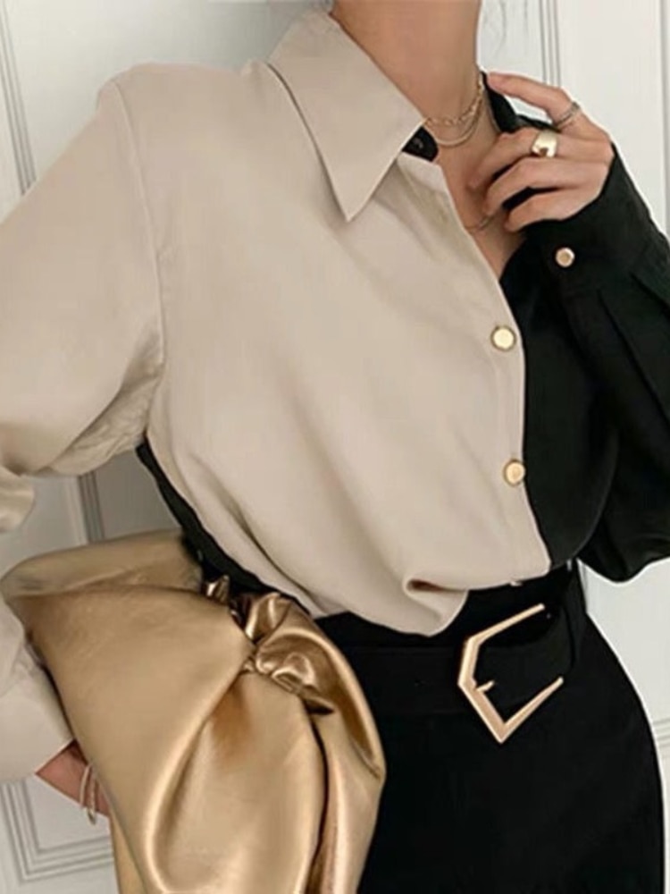 Vintage Shirt Women Elegant Office Ladies Blouses Korean Style Long Sleeve Oversize - Image 5