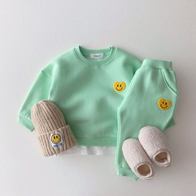 Korea Baby Boys Clothing Sets Fleece Lined Velvet Pullover Tops+ Pant Suits 2PCS - Image 2