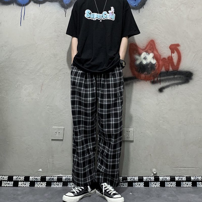 Women Korea Plaid Pant Loose Wild Trousers 2023 Summer Fashion Outfits - Image 2