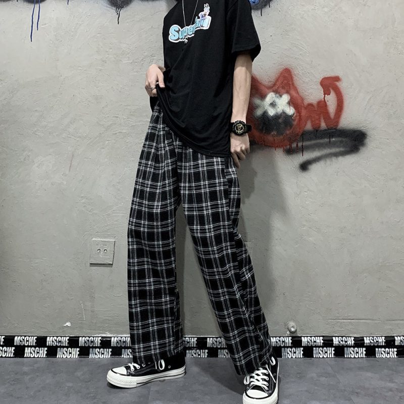 Women Korea Plaid Pant Loose Wild Trousers 2023 Summer Fashion Outfits - Image 3