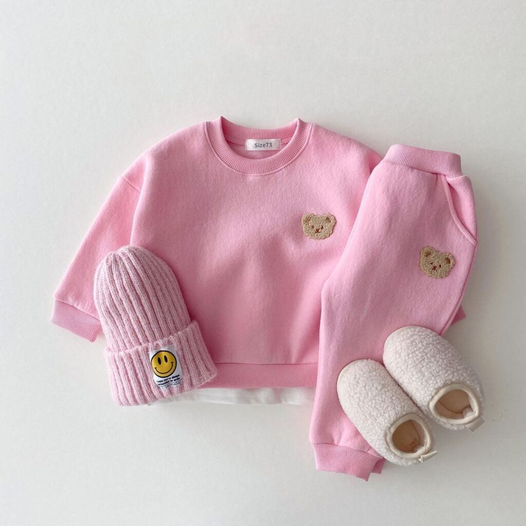Baby Boys Winter Clothes Sets Warm Bear Velvet Sweatshirt Tops + Harem Pants 2Pcs - Image 3