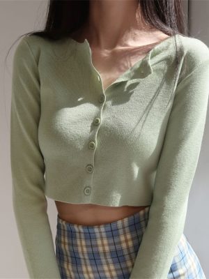 Women Korean Style O-neck Short Knitted Sweaters