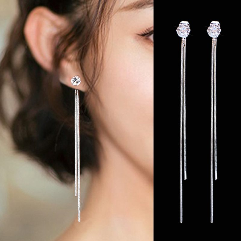 Korean Vintage Glossy Arc Bar Long Thread Tassel Drop Earrings for Women Geometric Fashion Jewelry Hanging Pendientes - Image 5