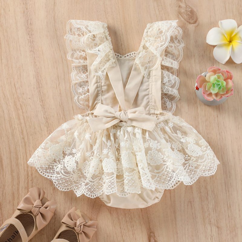 New Baby Girls Floral Lace Embroidery Romper 2023 Spring Summer Outfits - Image 2