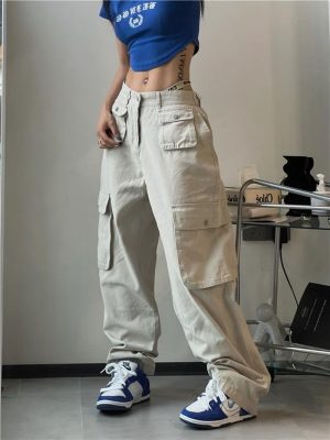 Women New Pocket Cargo Pants Women High Street Vintage Loose Y2K Pants