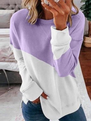 Women Patchwork T-shirt Women Long Sleeve Tops Tee Spring Autumn T Shirt