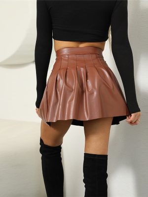 Women Sexy PU Leather Mini Skirts 2023 Summer Outfits