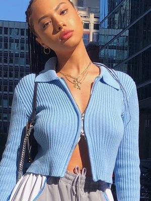 Women Sexy Double Zipper Cardigan 2023 Summer Fashion Outfits