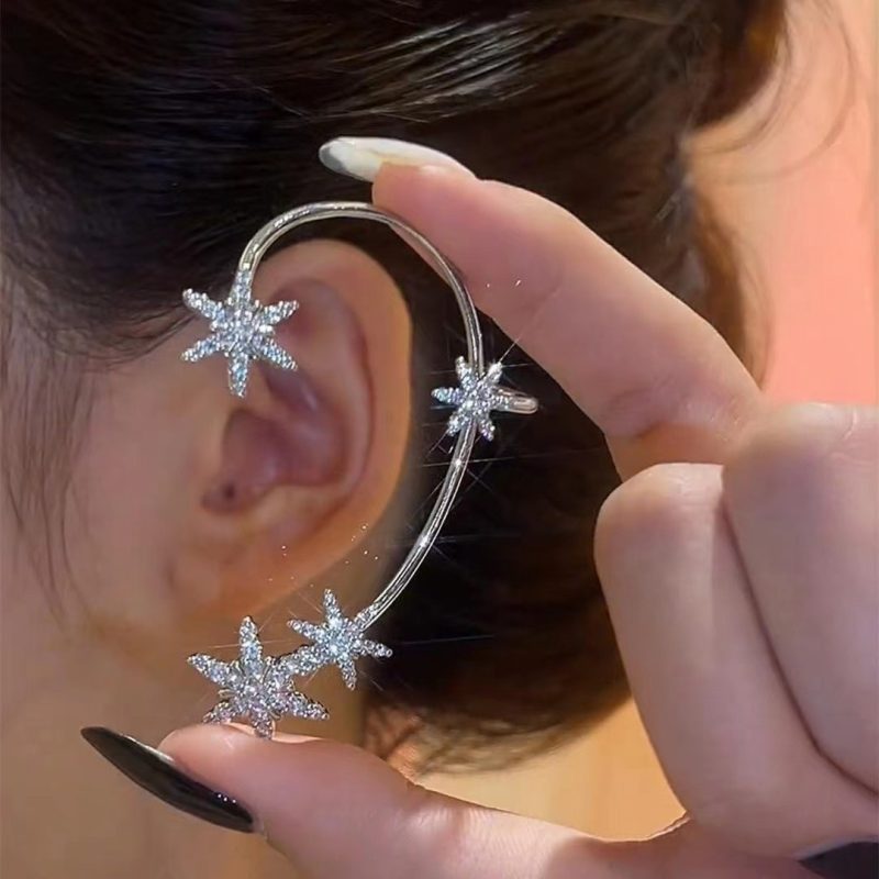 Silver Plated Metal Leaf Butterfly Clip Earrings for Women Ear Clips Without Piercing Sparkling Zircon Ear Cuff Fashion Jewelry - Image 5