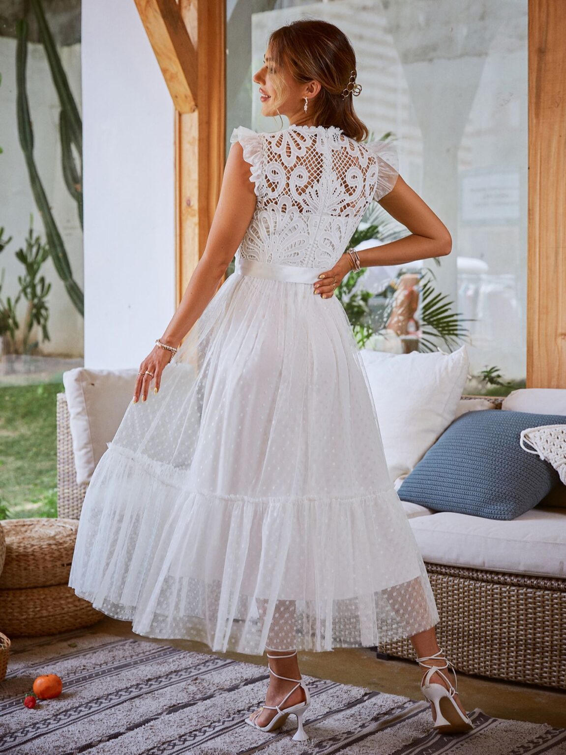 Women Elegant Tulle Lace Patchwork Party Dress - Image 6