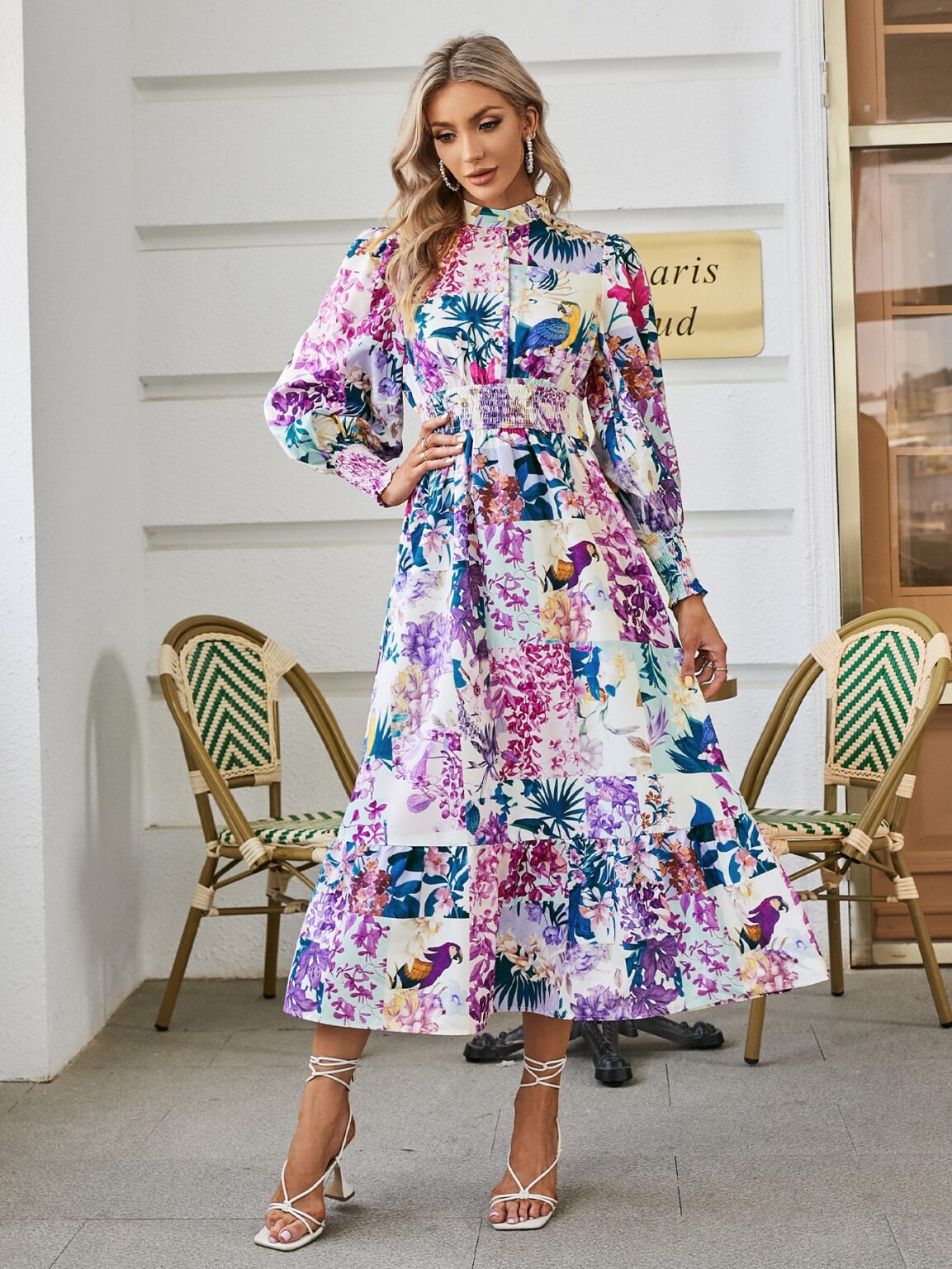Puff Sleeve Print Women Shirt Dress Boho 2023 Summer Fashion Outfits Trends - Image 2