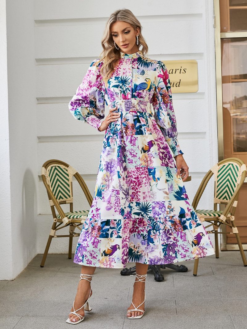 Puff Sleeve Print Women Shirt Dress Boho 2023 Summer Fashion Outfits Trends - Image 2