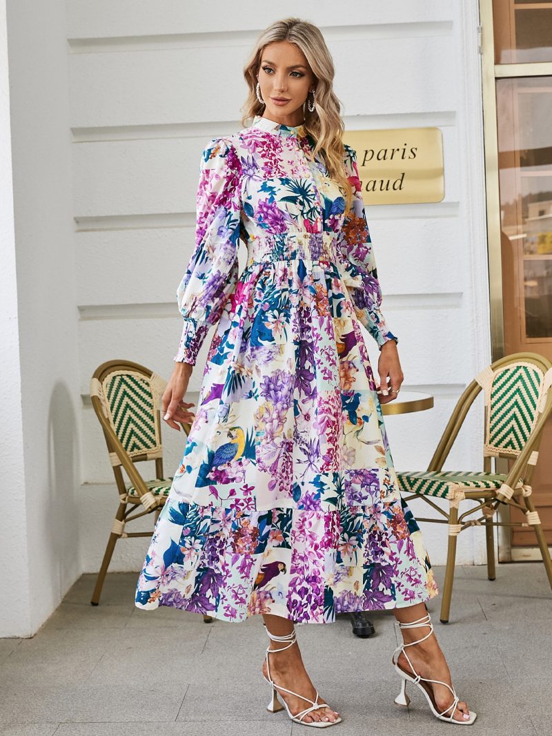 Puff Sleeve Print Women Shirt Dress Boho 2023 Summer Fashion Outfits Trends - Image 3