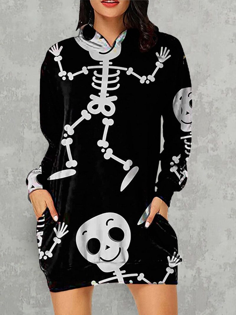 Skeleton 3D Print Hooded Women Loose Long Sleeve Pullover Autumn Streetwear Fashion Skull Cartoon Hoodies - Image 2