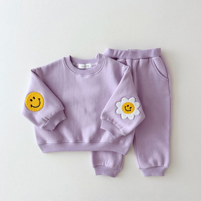 Baby Girl Boy Set Embroidery Thicken Fleece Sweatshirt + Pant - Image 3