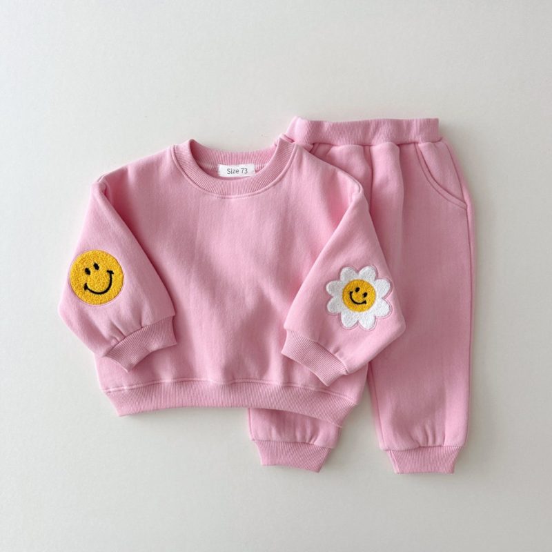Baby Girl Boy Set Embroidery Thicken Fleece Sweatshirt + Pant - Image 4