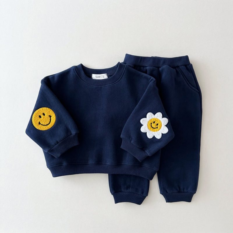Baby Girl Boy Set Embroidery Thicken Fleece Sweatshirt + Pant - Image 6