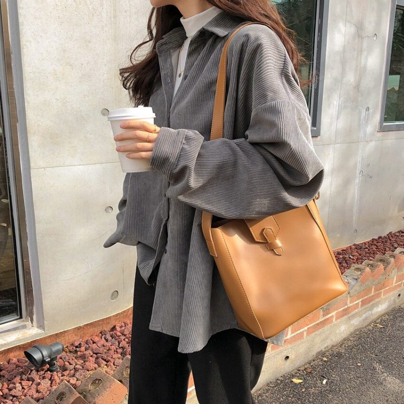 Women Casual T-Shirts Women's Office-Lady Loose Top Button Cardigan - Image 3