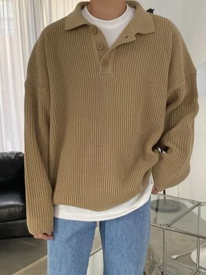 Man Solid Casual T-Shirts Loose Slim Knitted Pullover