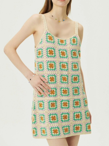 Women Clothing Crocheted Strap Dress Casual Wild Slimming