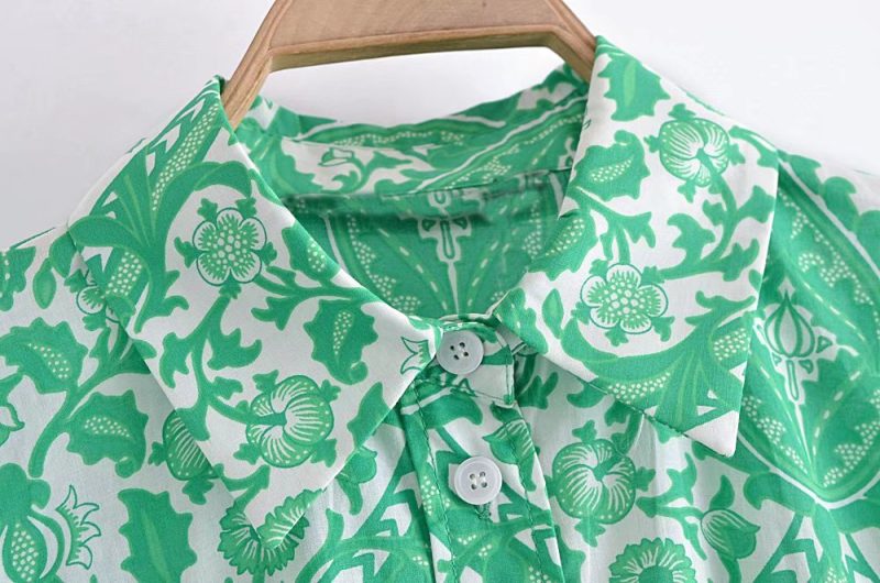 Spring Women Clothing Floral Print Mini Lace-up Loose Dress - Image 5