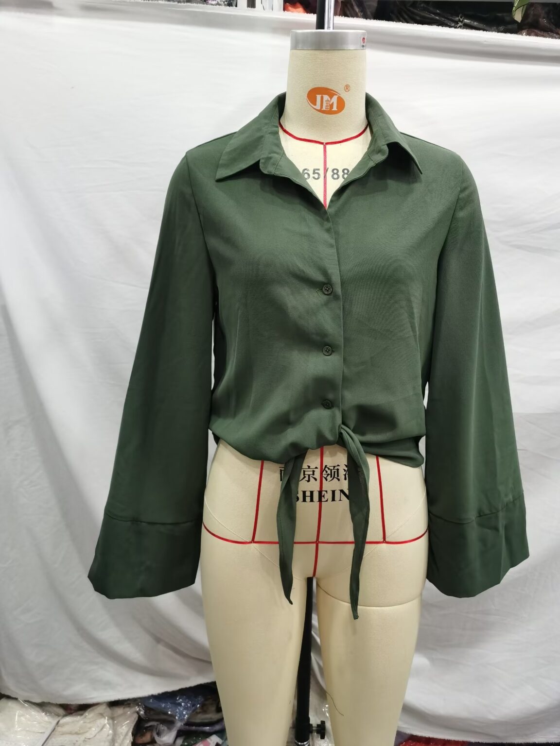 Fall Women Clothing Cotton Linen Bow Tie Shirt Long Sleeve Top - Image 4