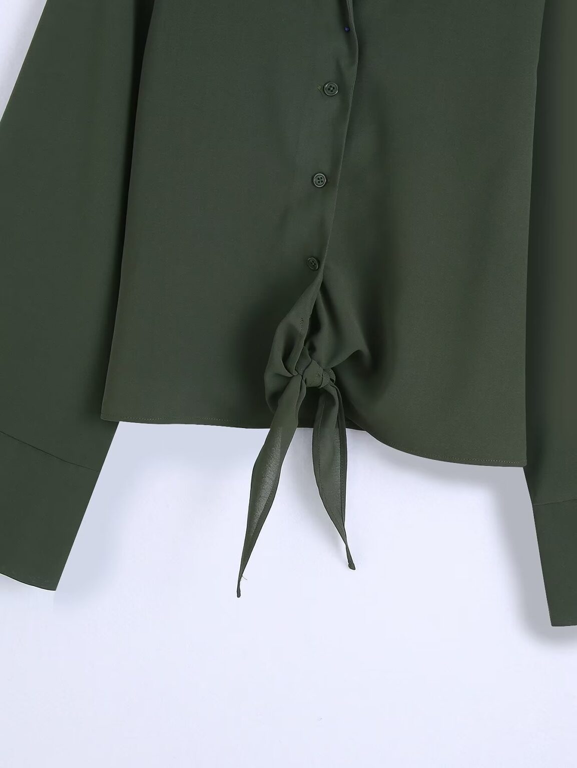 Fall Women Clothing Cotton Linen Bow Tie Shirt Long Sleeve Top - Image 7