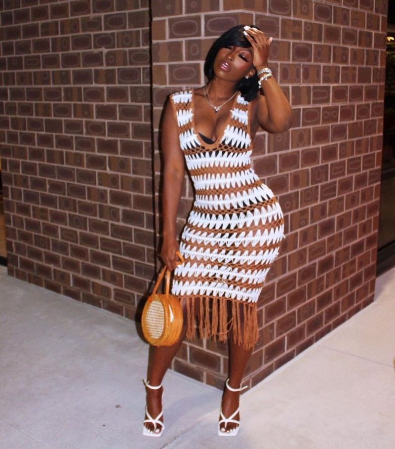 E Commerce Women Clothing Sexy Tassel Wave Crochet Woven Women Dress - Image 3