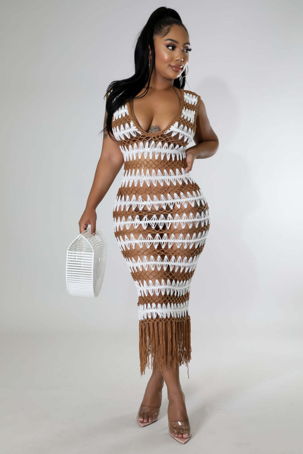 E Commerce Women Clothing Sexy Tassel Wave Crochet Woven Women Dress - Image 5