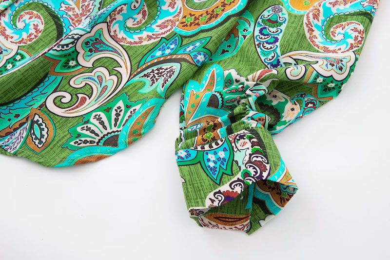 Early Spring Graceful Fashionable Printed Silk Satin Textured Long Sleeve Shirt - Image 8