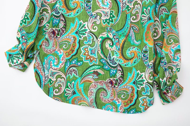 Early Spring Graceful Fashionable Printed Silk Satin Textured Long Sleeve Shirt - Image 12