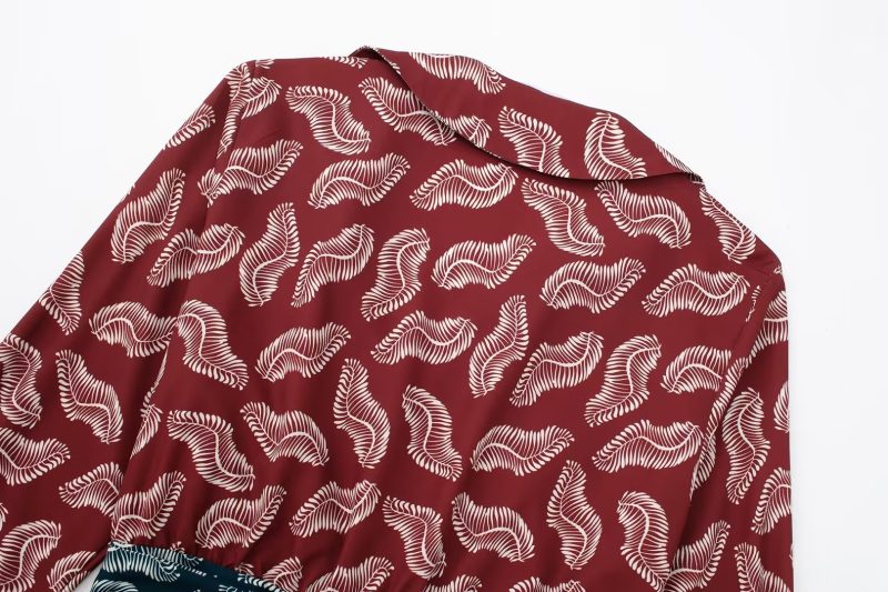 Spring Women Clothing Slimming Fashionable Pleated Print Shirt Top - Image 9