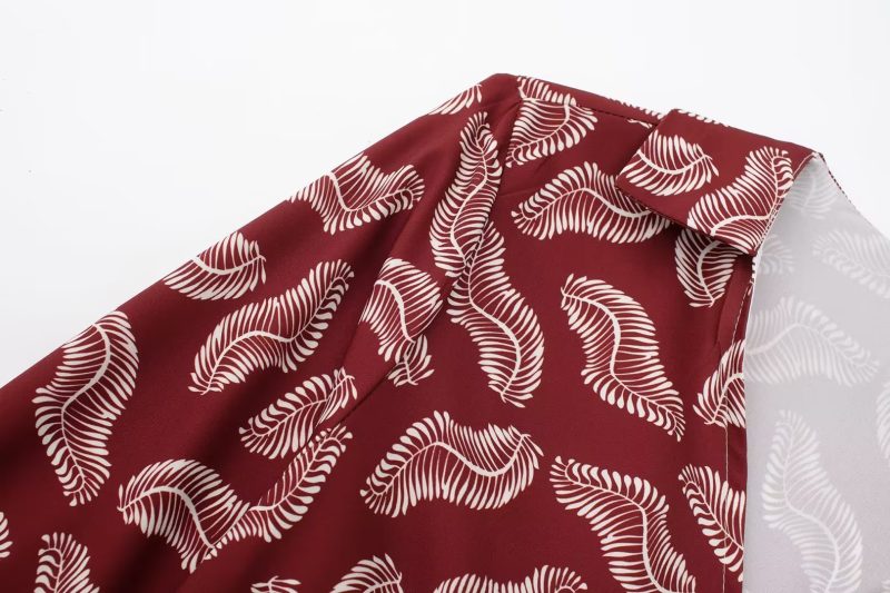 Spring Women Clothing Slimming Fashionable Pleated Print Shirt Top - Image 11