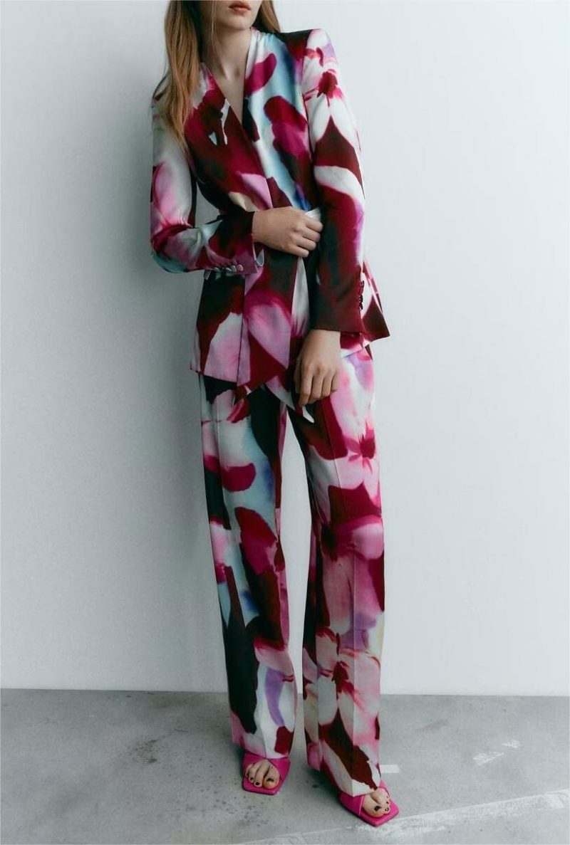 Summer Sexy Women Wear Collared Print Long Sleeve Narrow Shirt - Image 2