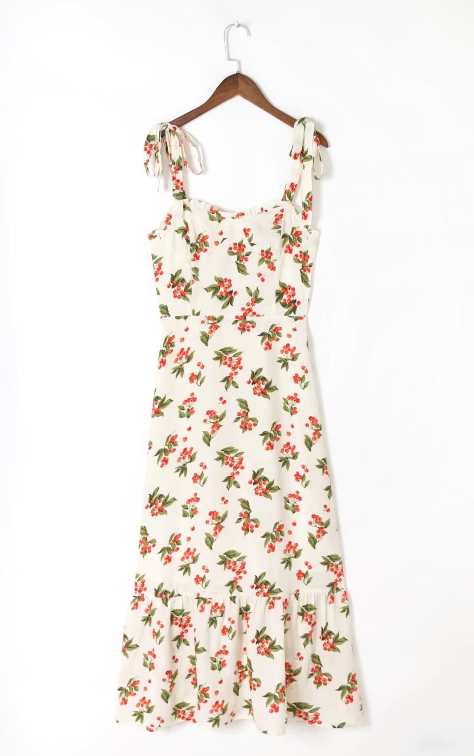 Summer Floral Print Ruffles Sexy Slimming Beam Waist Strap Dress Maxi Dress - Image 3