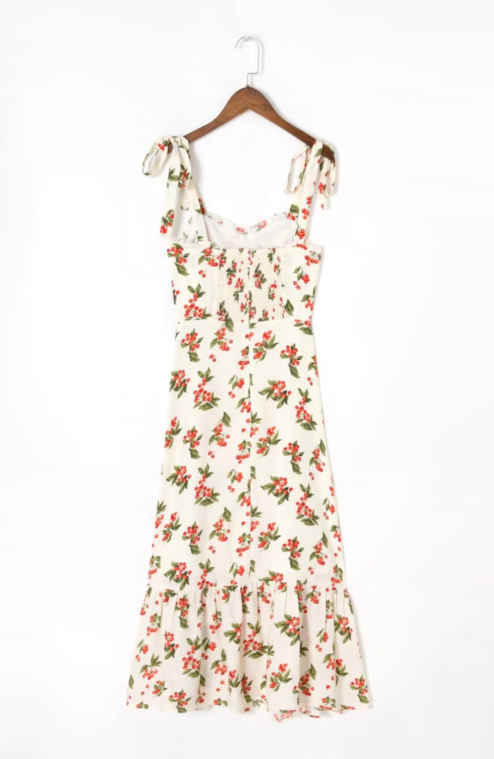 Summer Floral Print Ruffles Sexy Slimming Beam Waist Strap Dress Maxi Dress - Image 4